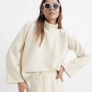 Madewell Velour Corduroy Mockneck Top Ivory NEW M